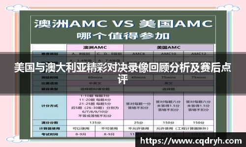 美国与澳大利亚精彩对决录像回顾分析及赛后点评